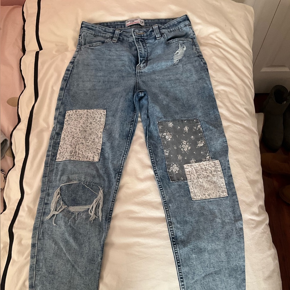 Abercrombie Kids Patched Ripped Jeans